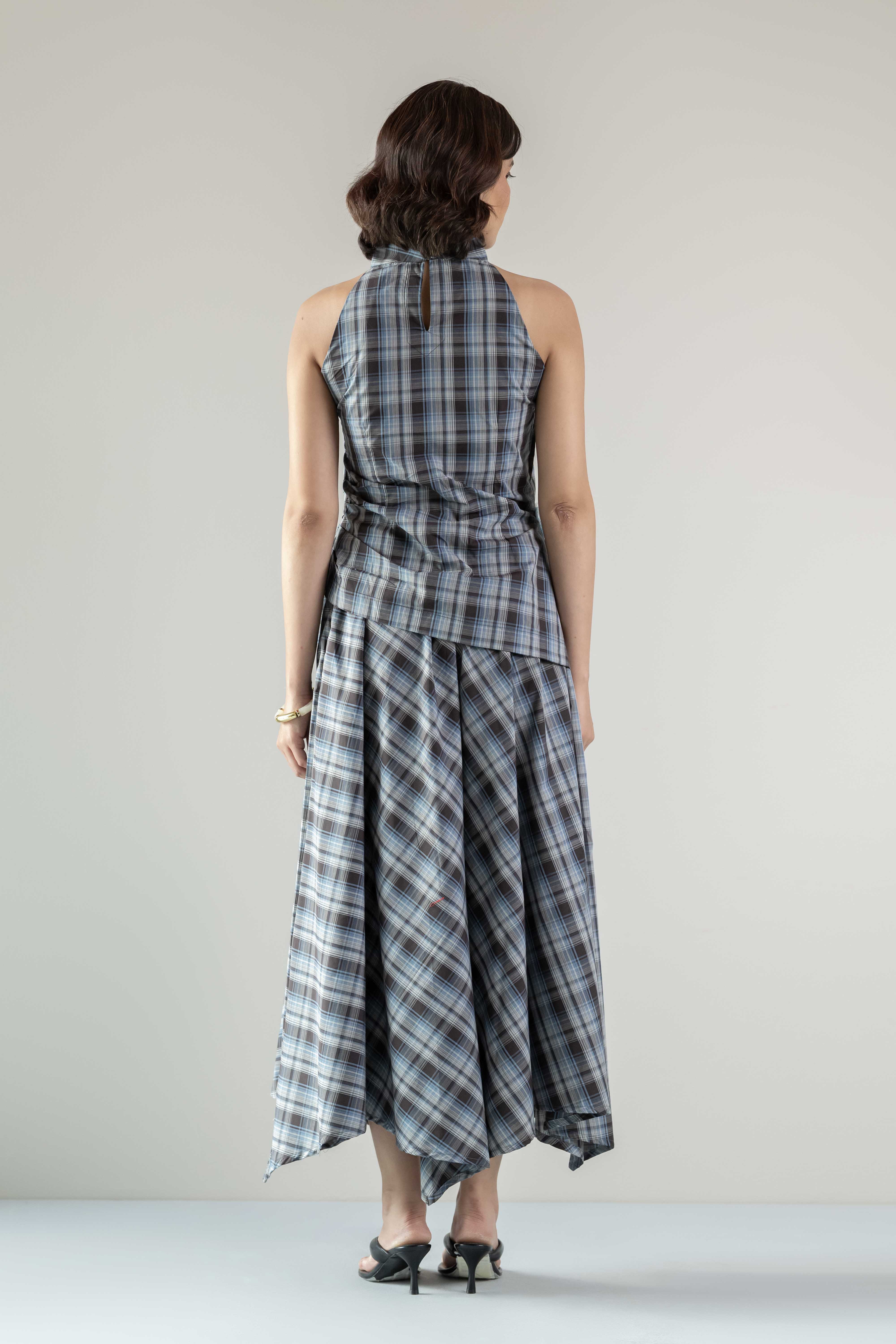 KnuthMarf plaid halter neck blouse/brown Checked halter top
