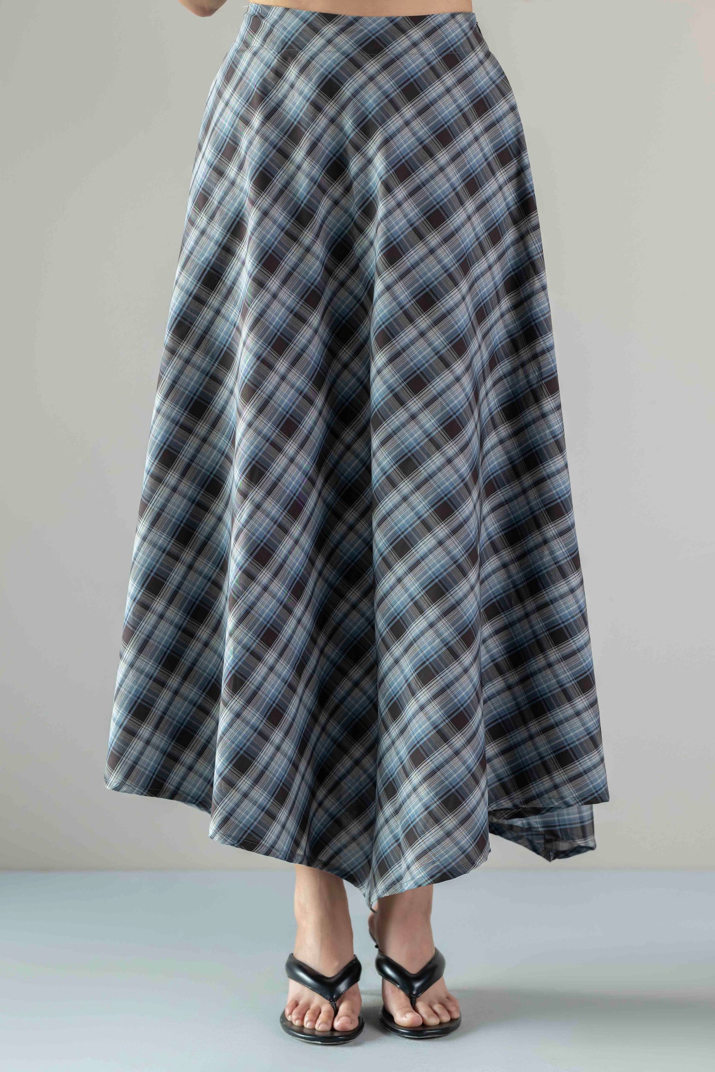 The Handkerchief Skirt- Blue Brown Plaid
