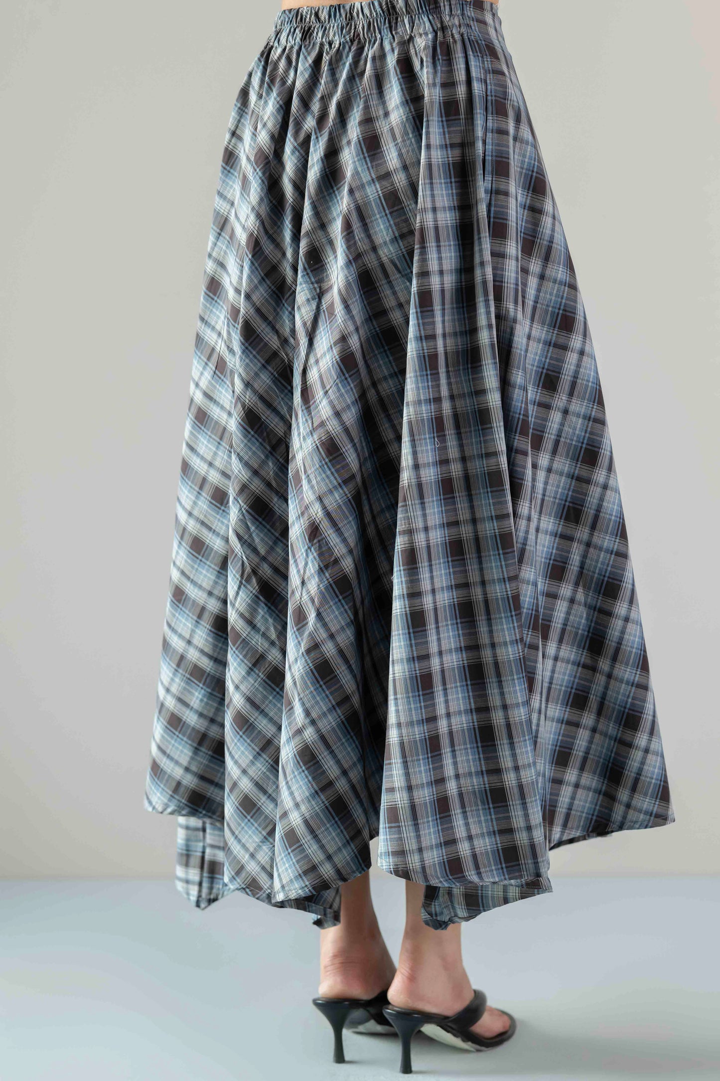 The Handkerchief Skirt- Blue Brown Plaid