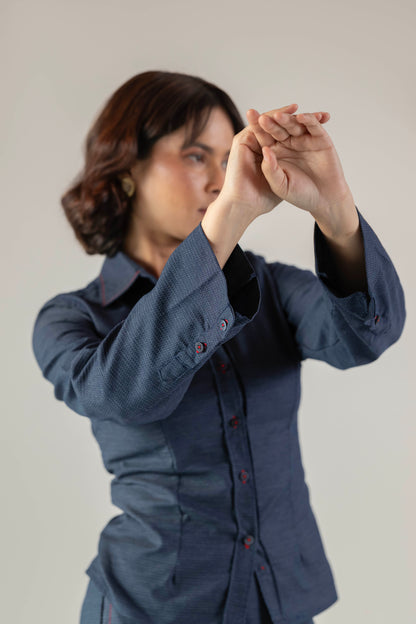 The Fitted Denim Shirt- Blue