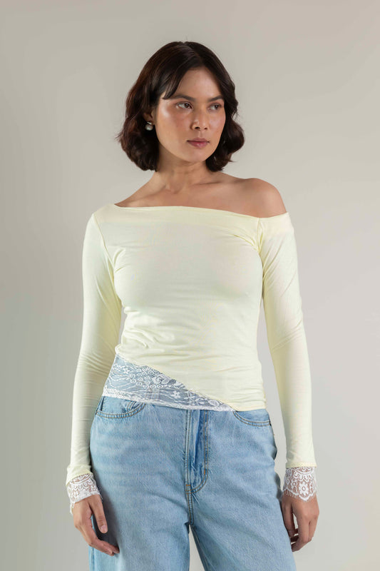 The Amara Lace Top- Butter yellow