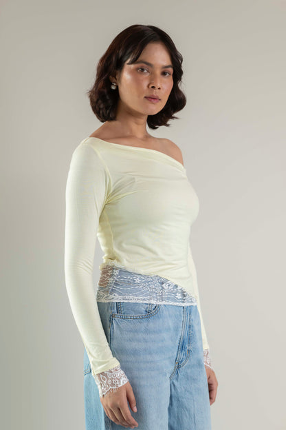 The Amara Lace Top- Butter yellow