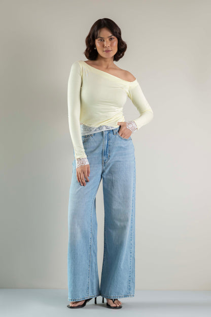 The Amara Lace Top- Butter yellow