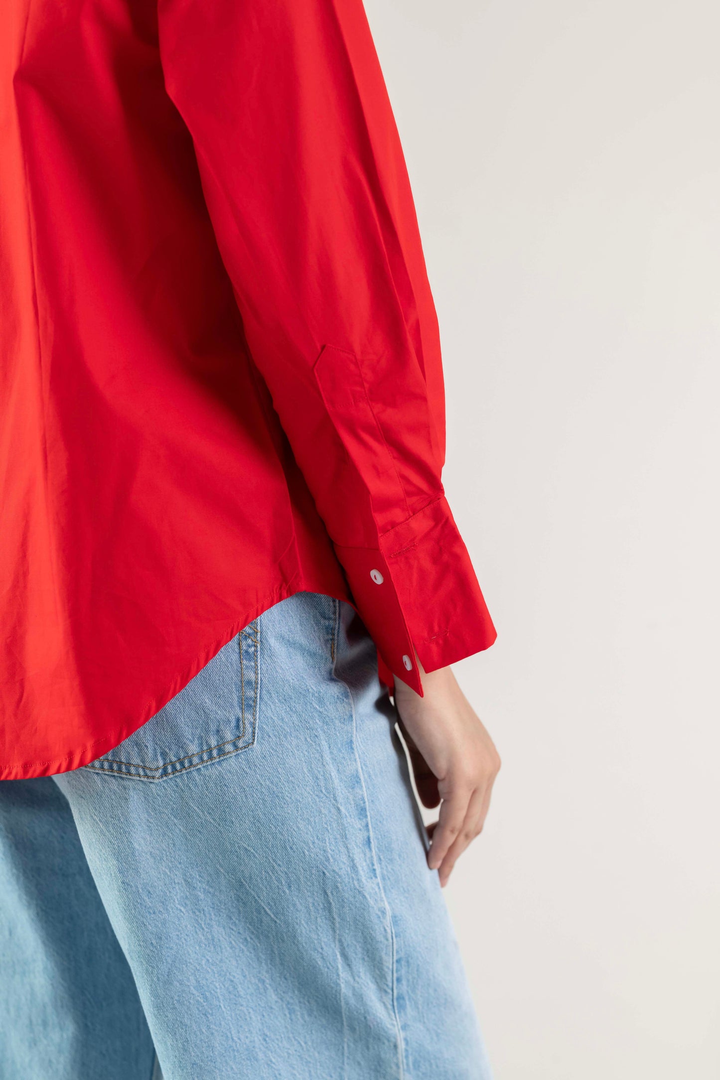 The Sash Wrap Shirt- Goji Red