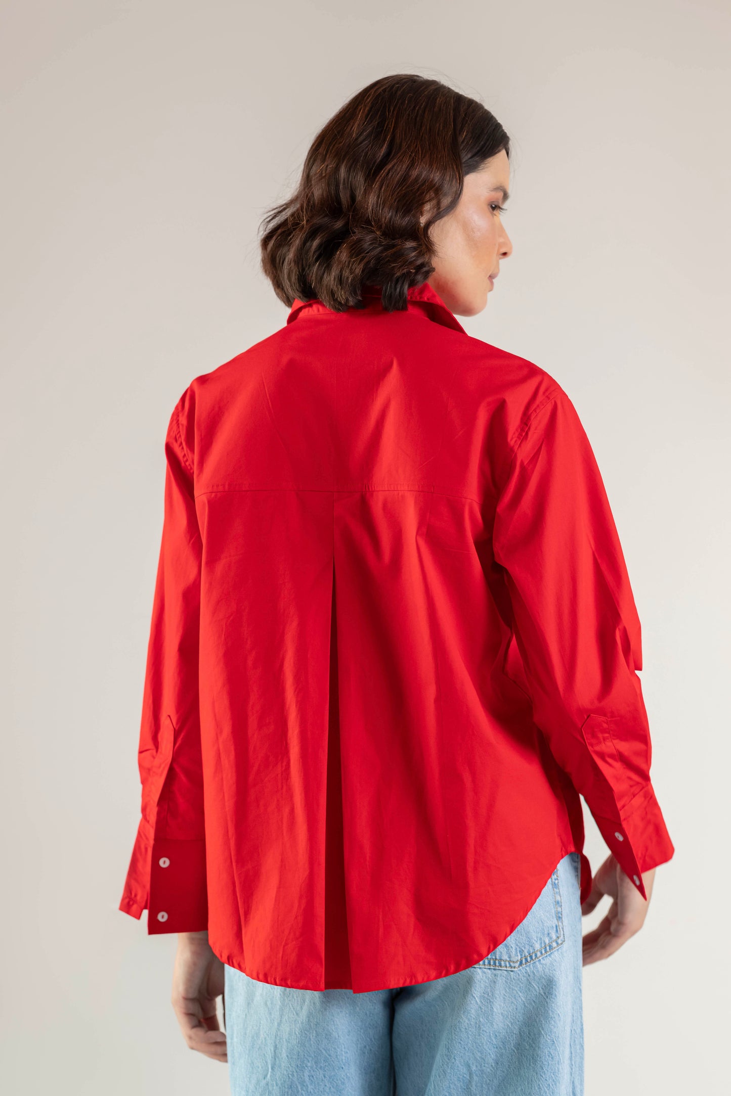 The Sash Wrap Shirt- Goji Red