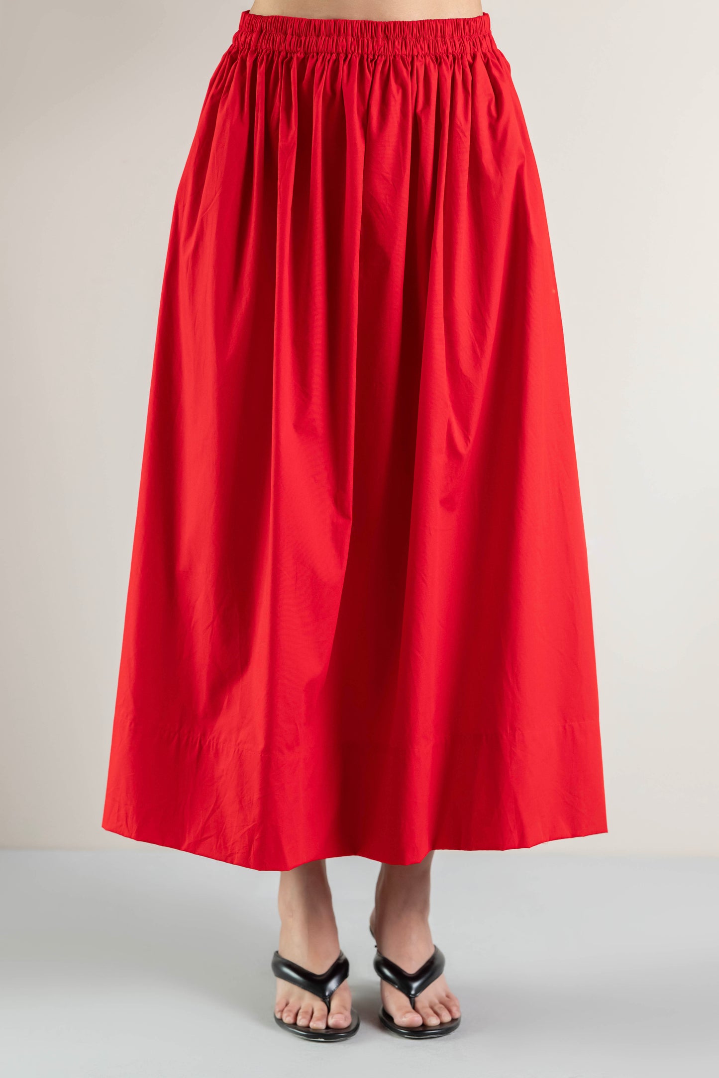 Goji Red Cotton Poplin Skirt