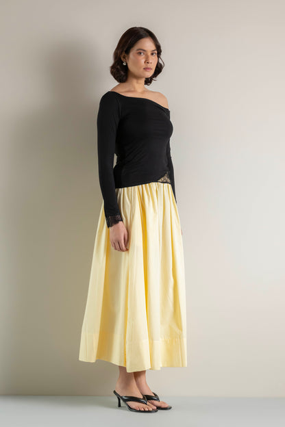 Butter Yellow Cotton Poplin Skirt