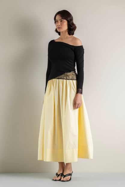 Butter Yellow Cotton Poplin Skirt