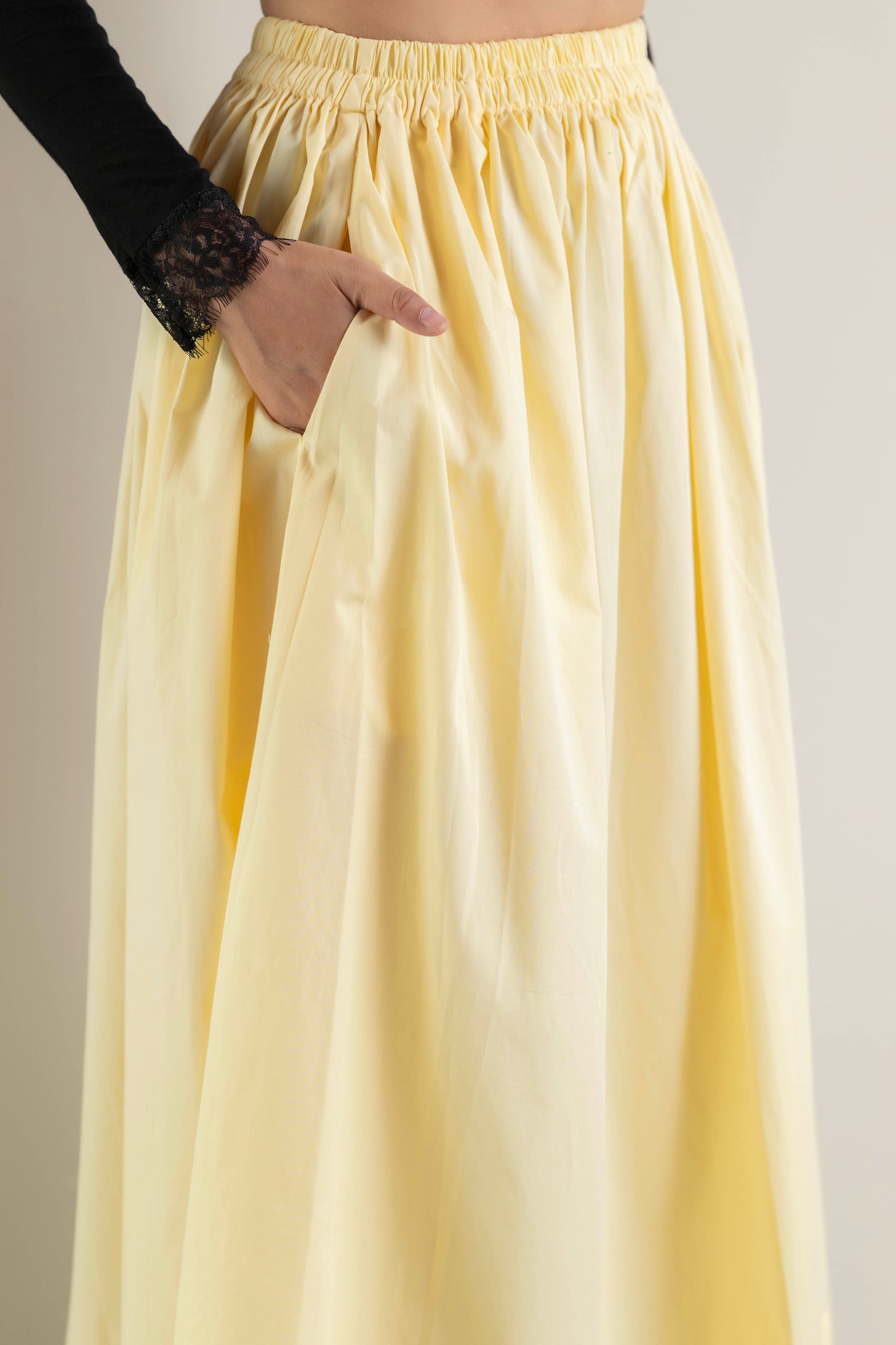 Butter Yellow Cotton Poplin Skirt