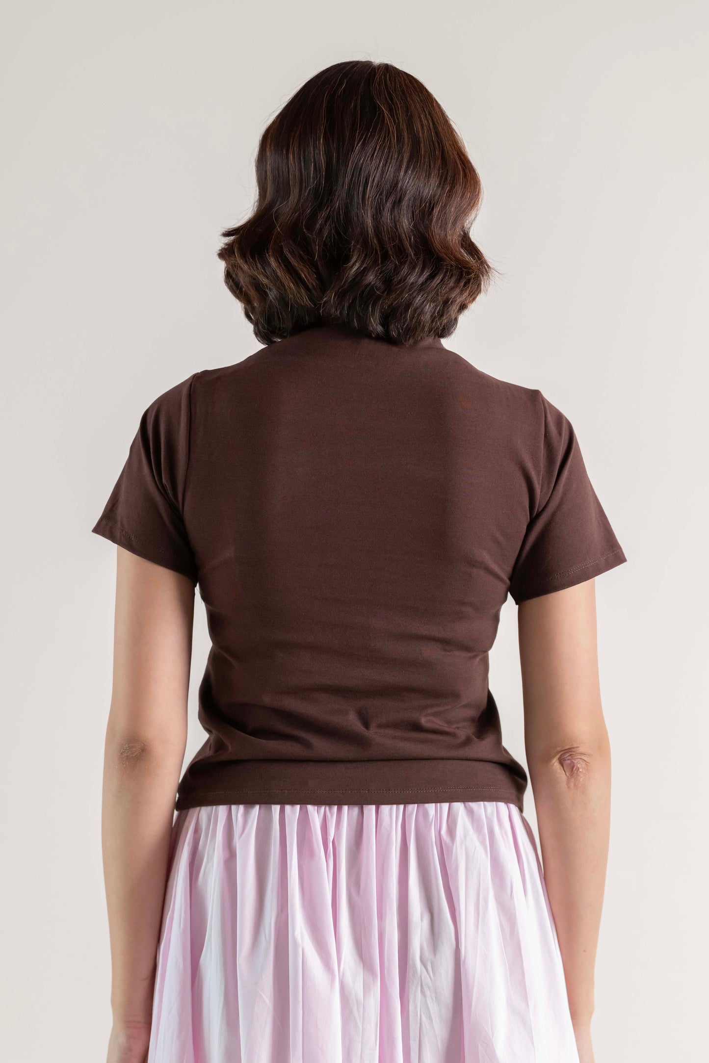 The Mock Neck Tee- Chocolate Brown