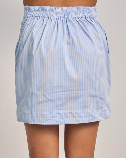 Mini Skirt - Powder Blue Stripped