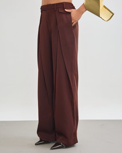 The Refined Pleated Trousers - Chocolate Brown