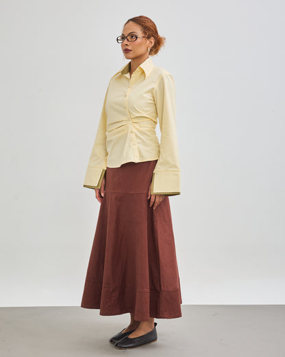 The Structured Tiered Skirt - Coffee Brown