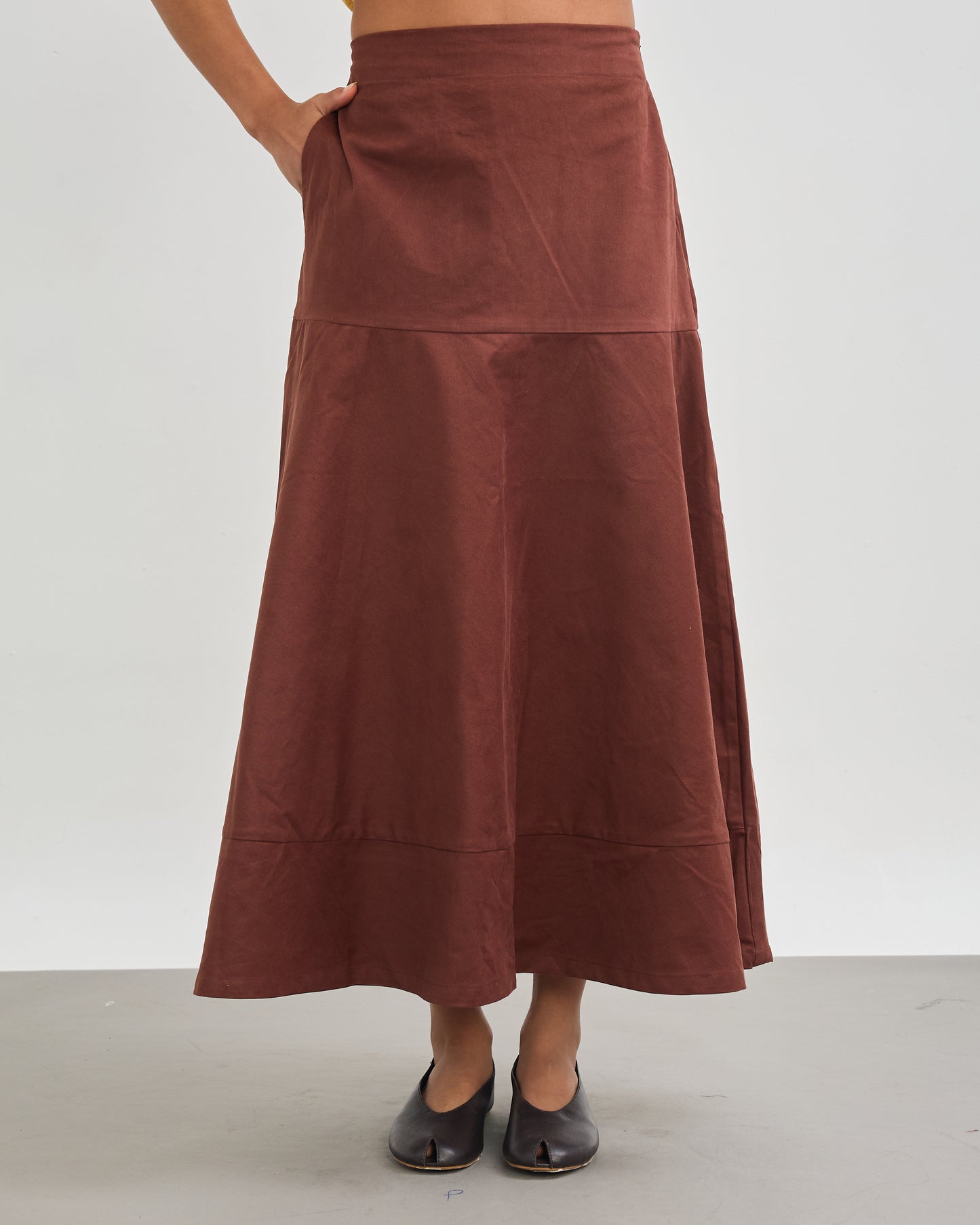 The Structured Tiered Skirt - Coffee Brown