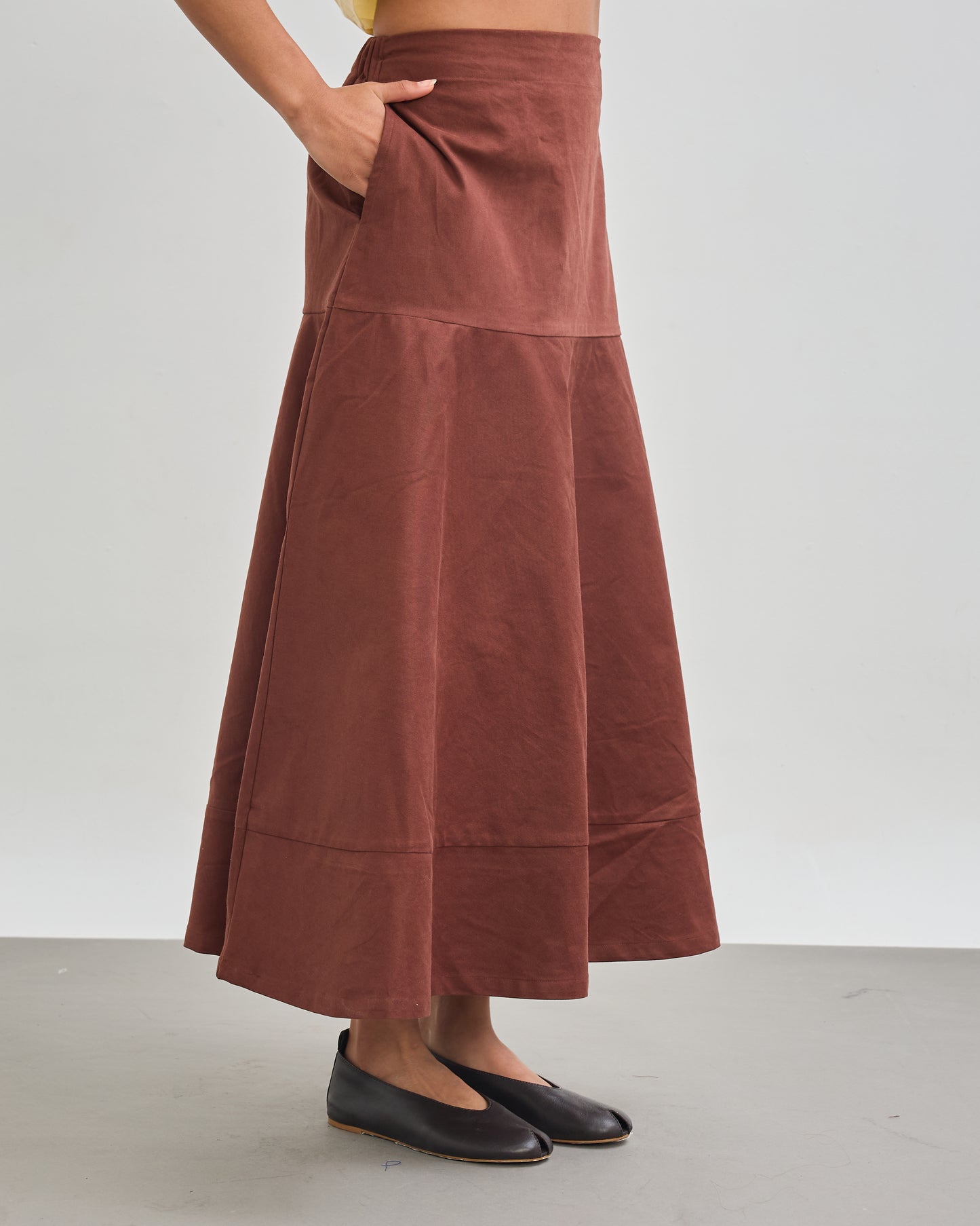 The Structured Tiered Skirt - Coffee Brown