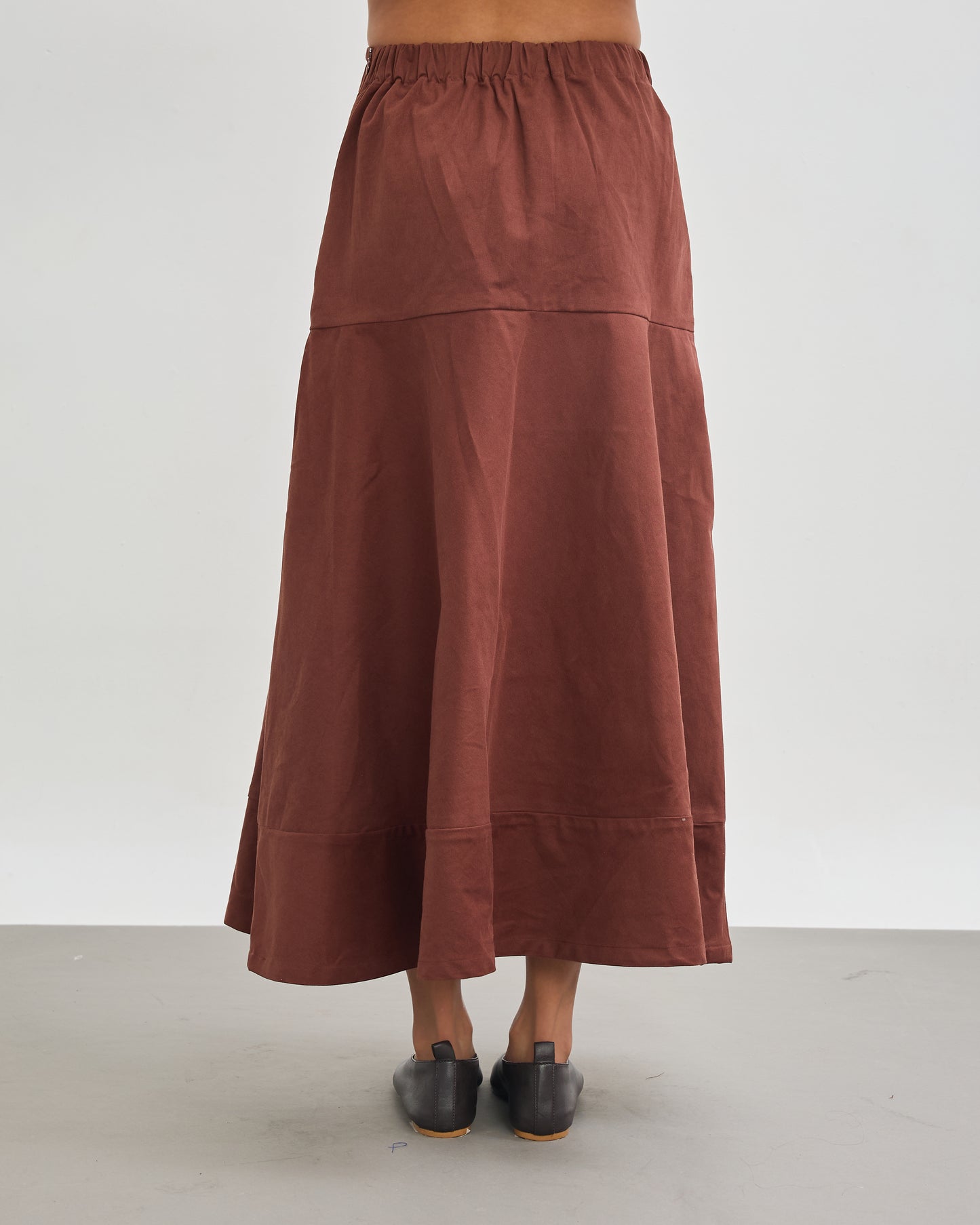 The Structured Tiered Skirt - Coffee Brown