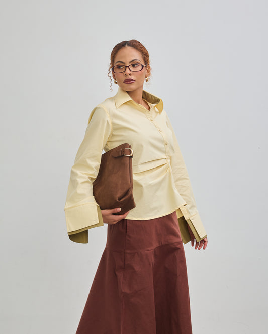 The Accent Asymmetric Shirt - Butter Yellow