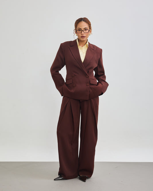 The Refined Pleated Trousers - Chocolate Brown