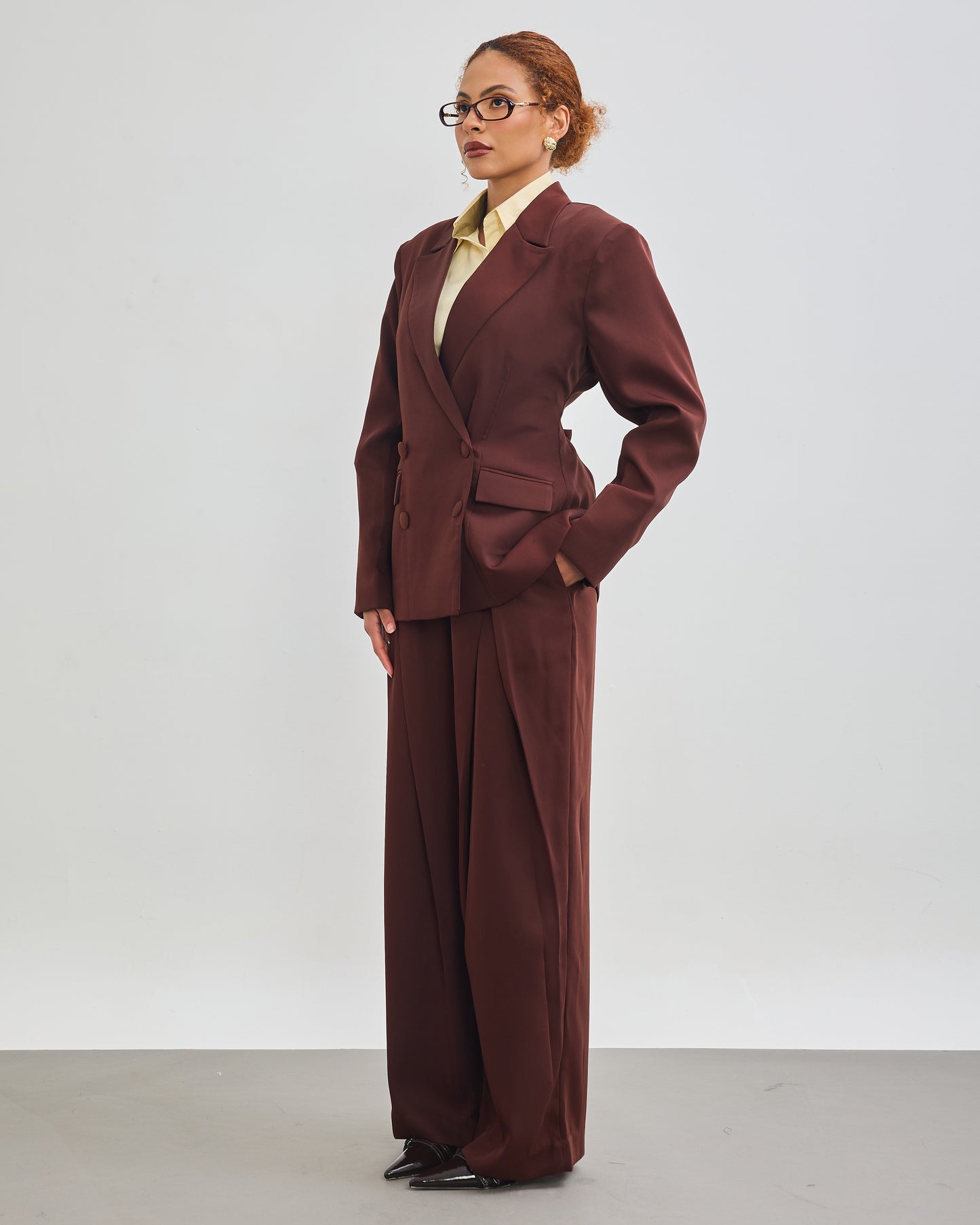 The Signature Double Breasted Blazer - Chocolate Brown