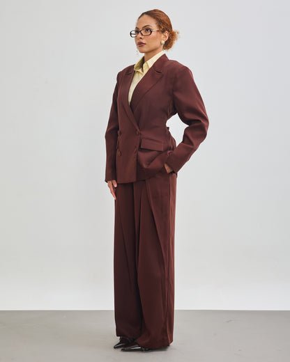 The Signature Double Breasted Blazer - Chocolate Brown