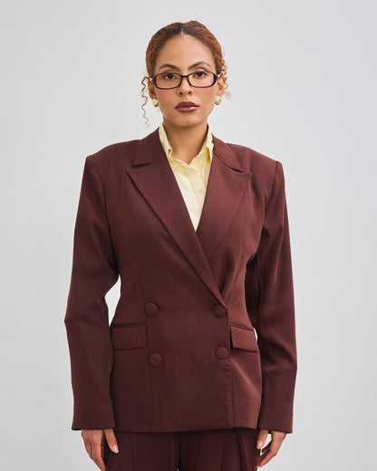 The Signature Double Breasted Blazer - Chocolate Brown