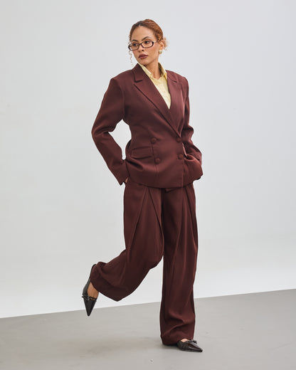 The Signature Double Breasted Blazer - Chocolate Brown