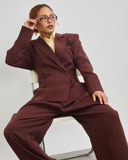 The Signature Double Breasted Blazer - Chocolate Brown