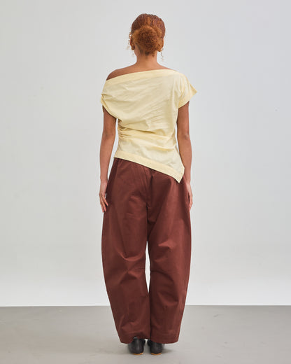 The Wrapline One Shoulder Top - Butter Yellow