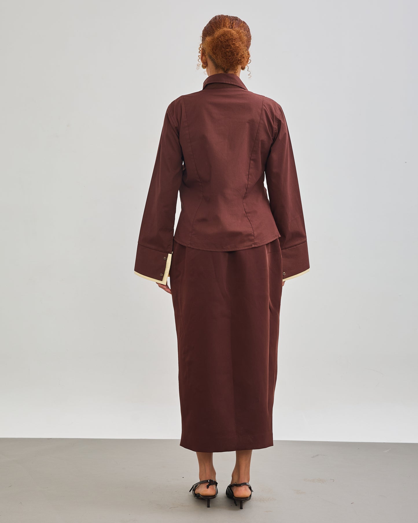 The Accent Asymmetric Shirt - Chocolate Brown