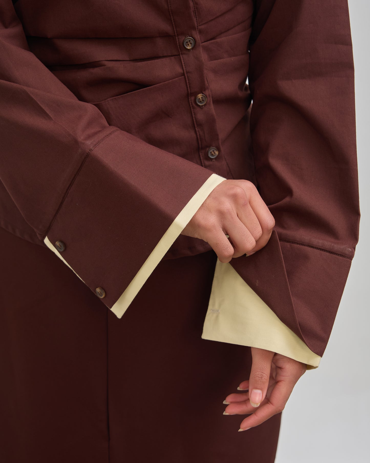The Accent Asymmetric Shirt - Chocolate Brown