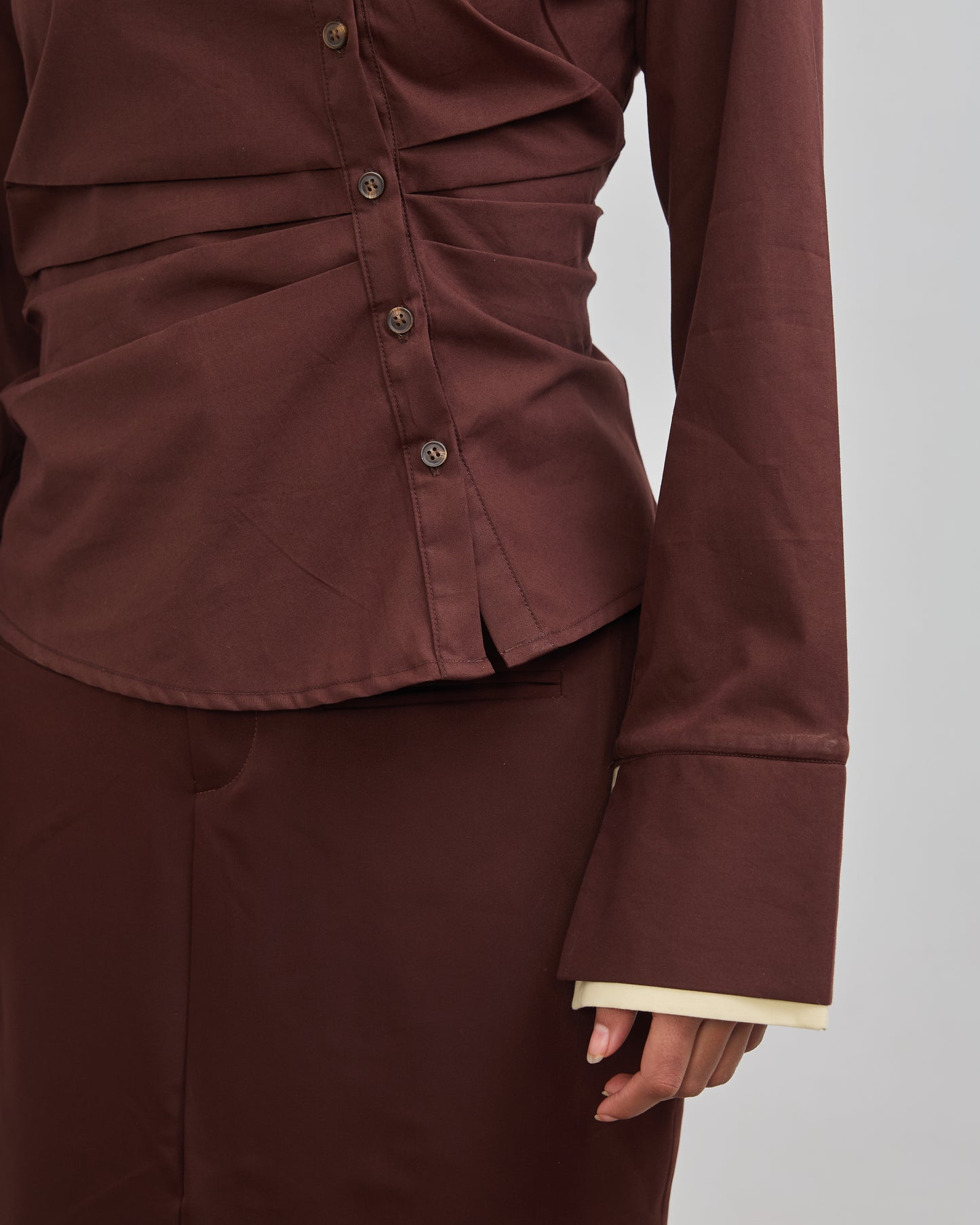 The Accent Asymmetric Shirt - Chocolate Brown