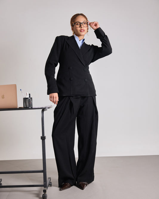 The Signature Double Breasted Blazer - Black