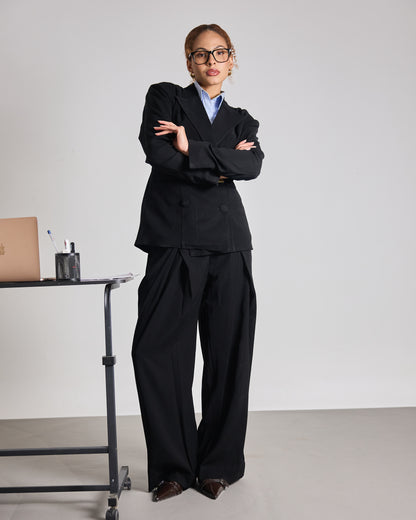 The Refined Pleated Trousers - Black