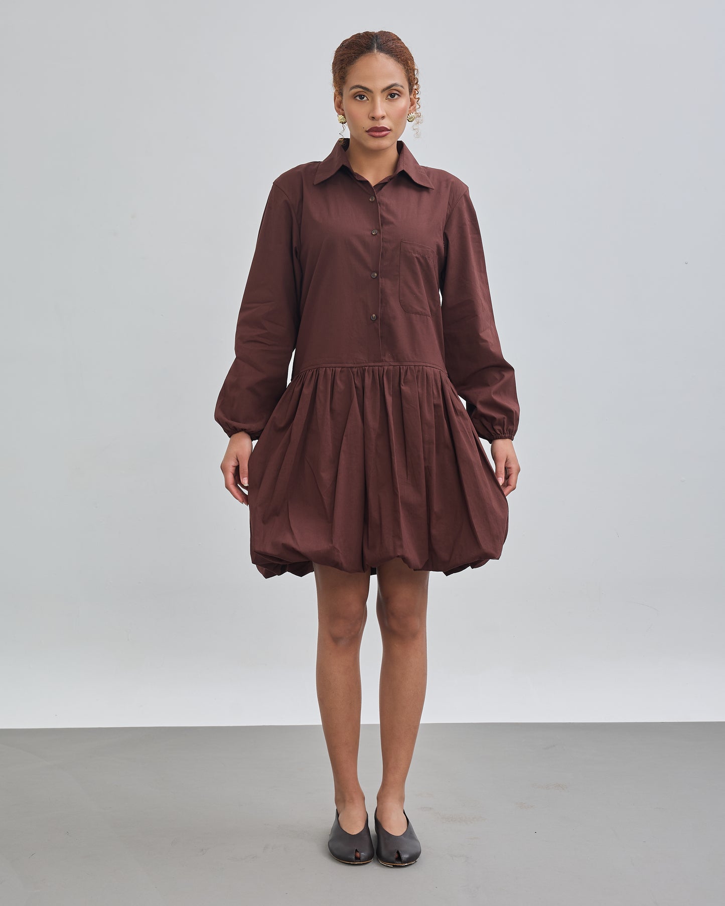 Balloon Dress - Chocolate Brown