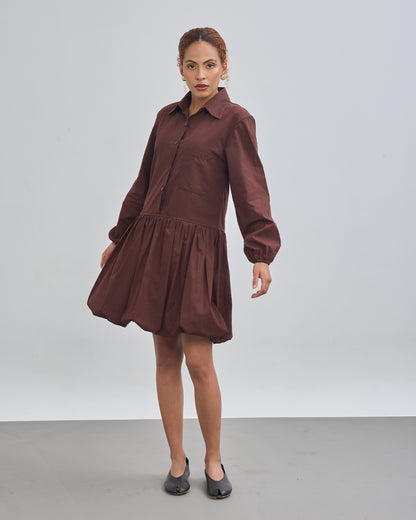 Balloon Dress - Chocolate Brown