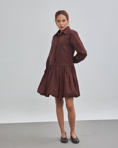 Balloon Dress - Chocolate Brown