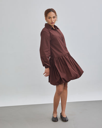 Balloon Dress - Chocolate Brown