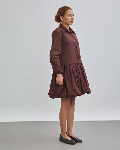 Balloon Dress - Chocolate Brown