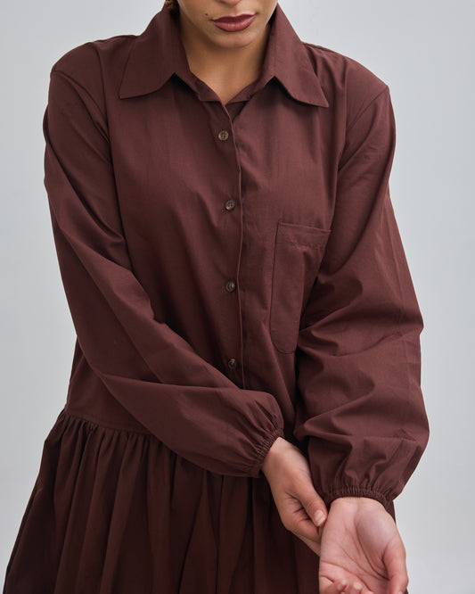 Balloon Dress - Chocolate Brown