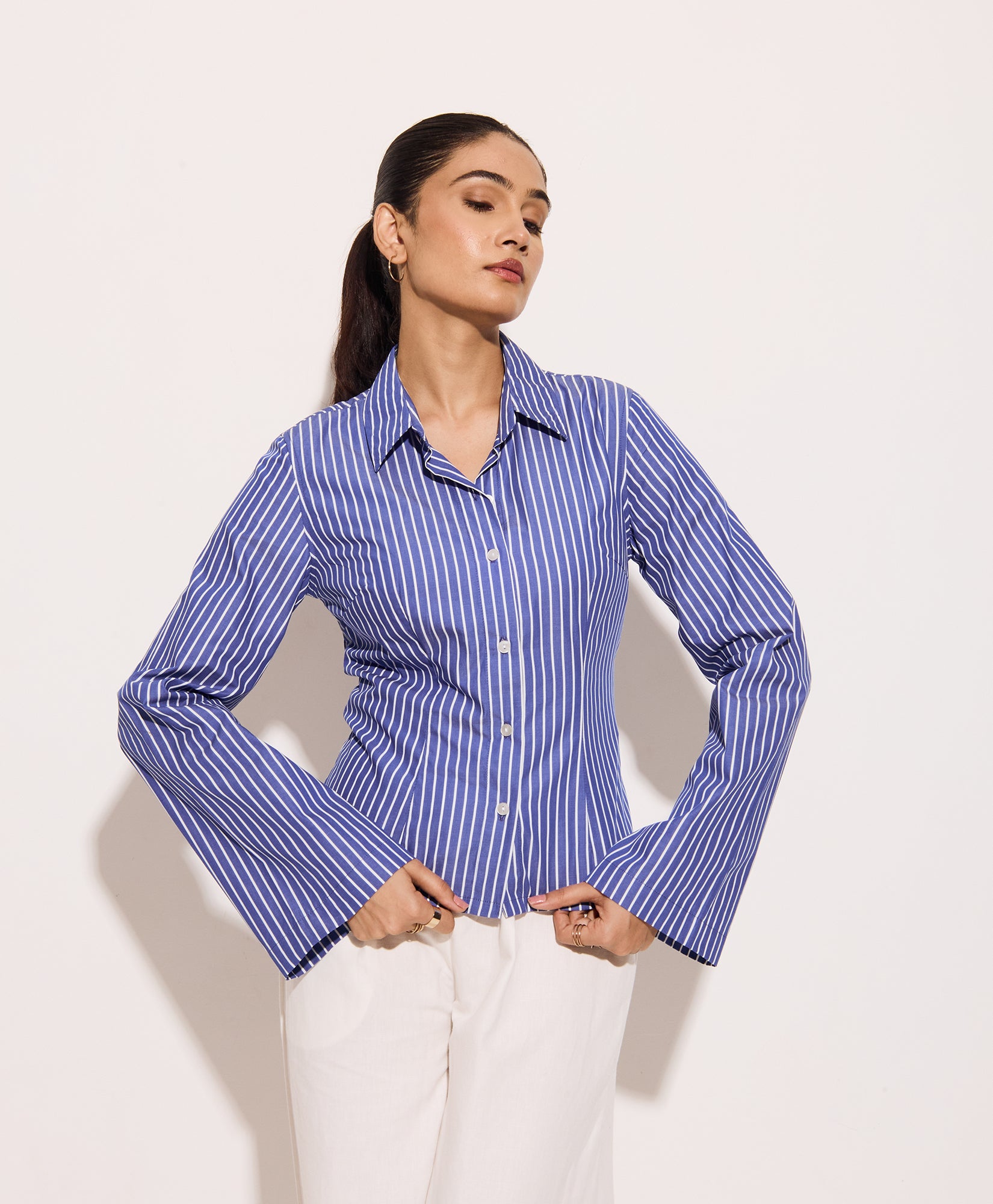 Clofii bold blue fitted shirt