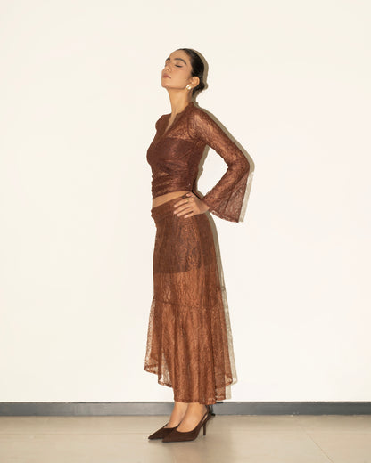 Cali Lace Top - Brown