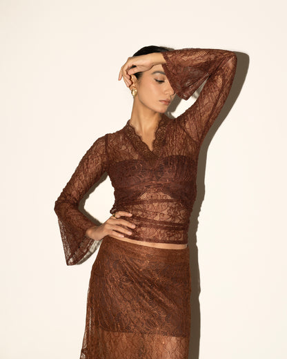 Cali Lace Top - Brown