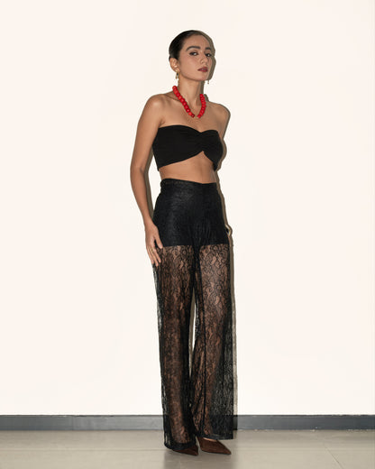 Flora Lace Pants in Black - CLOFII (view 5)