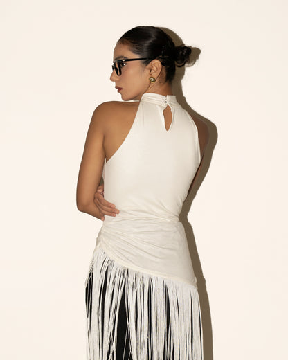 Glida Fringe Top - White