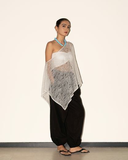 Lace Poncho Top - White