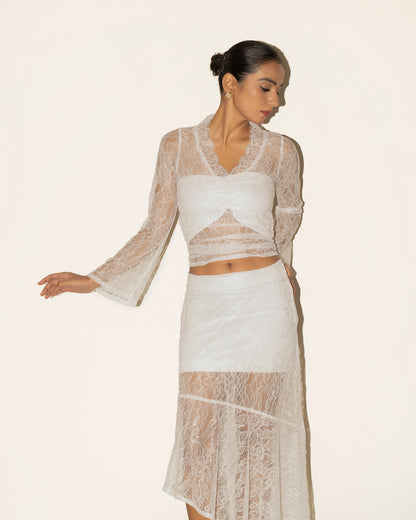Eva Lace Skirt - White