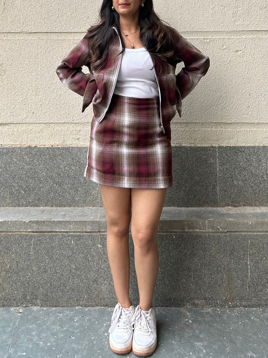 Maroon Plaid Skirt