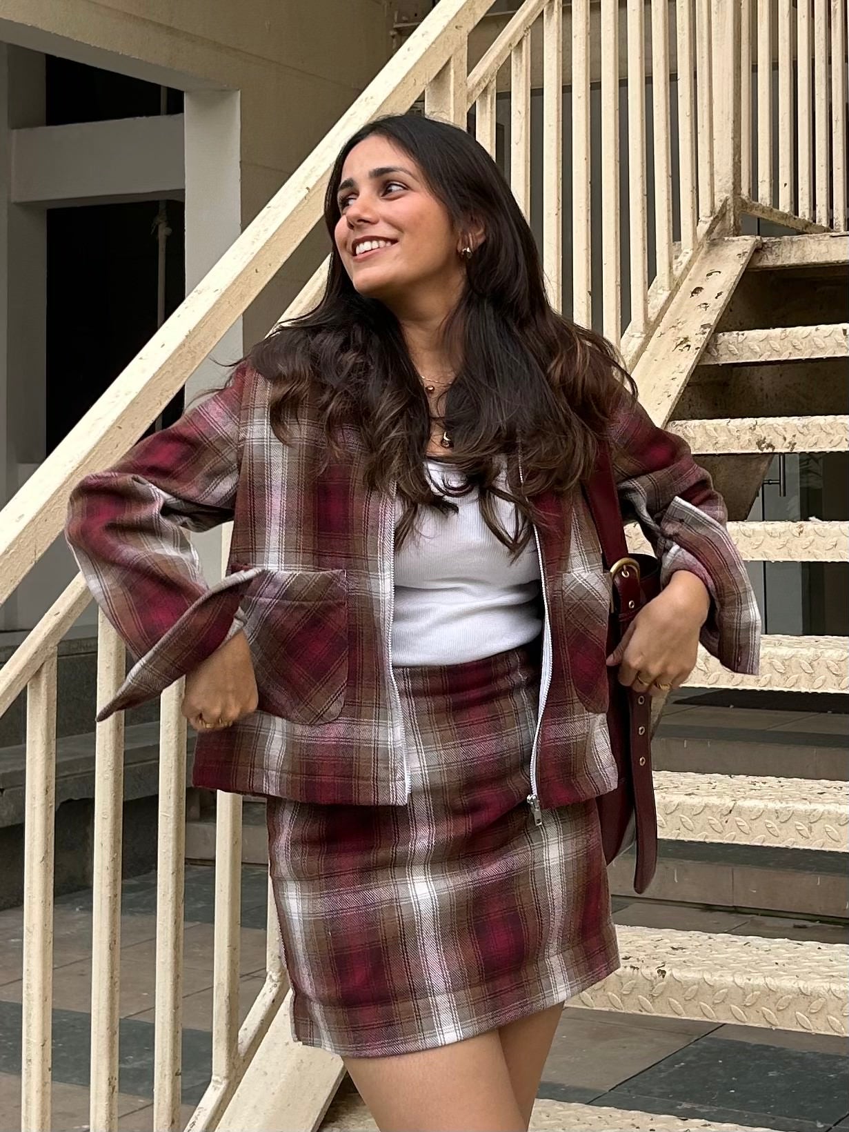 Maroon Plaid Jacket