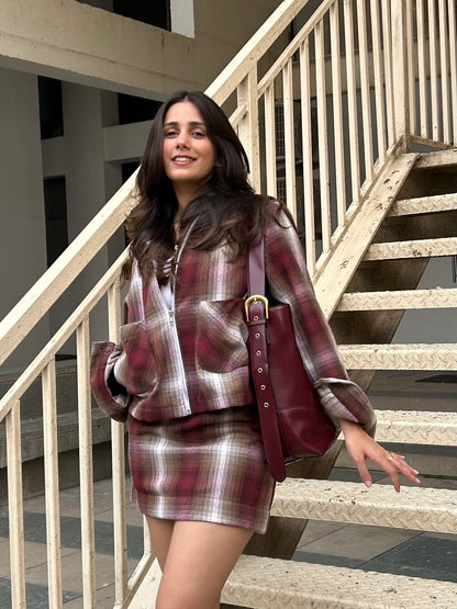 Maroon Plaid Jacket