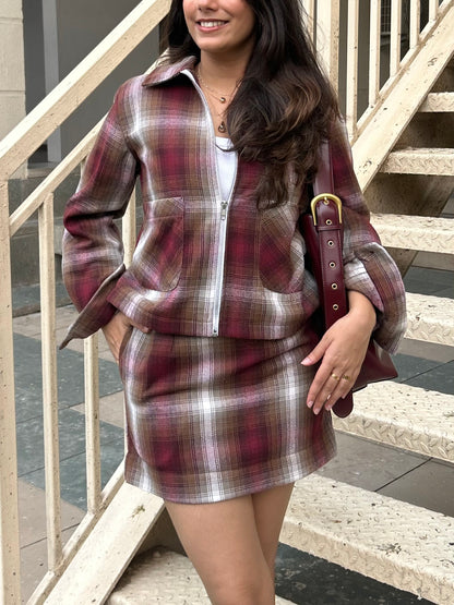 Maroon Plaid Jacket